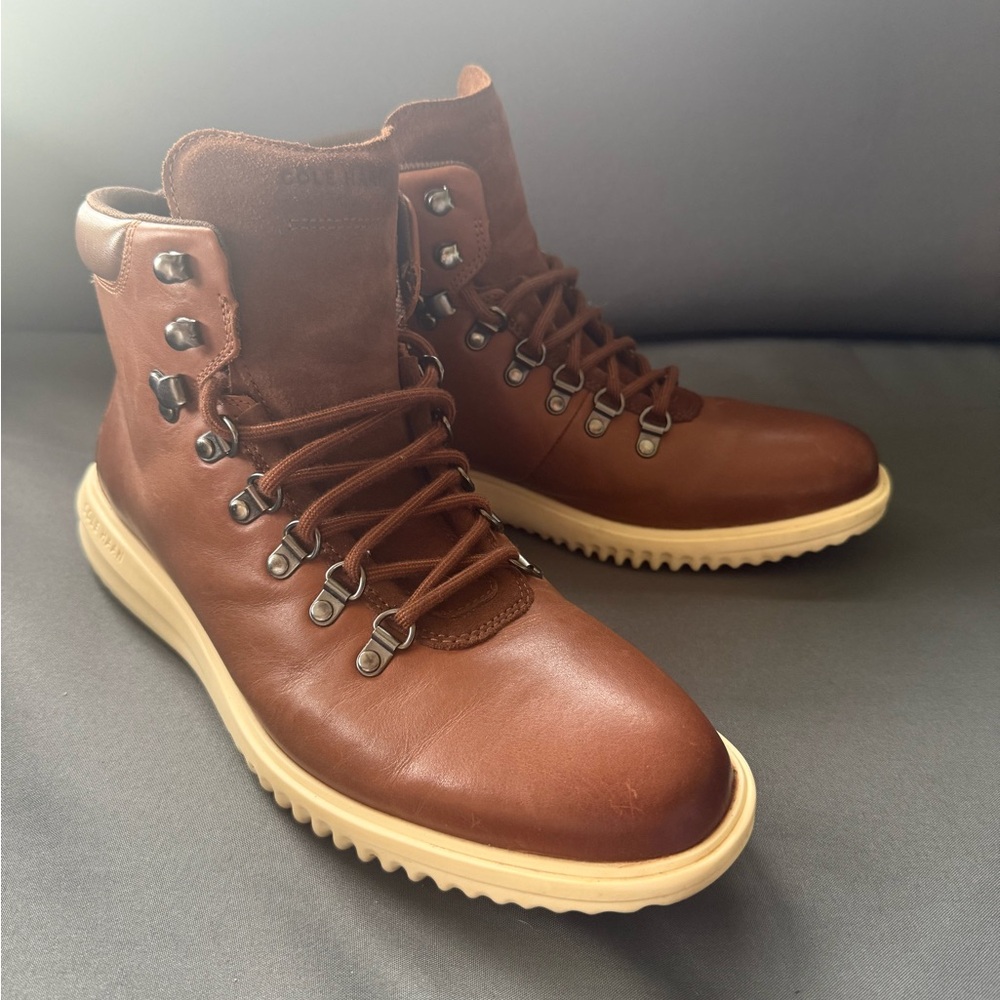 Cole Haan Brown Leather Lace-Up Boots